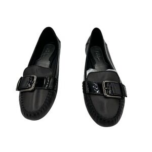 Cole Haan Leather Loafers Black Patent Buckle Womens Size 8B D25947 Dress Shoes